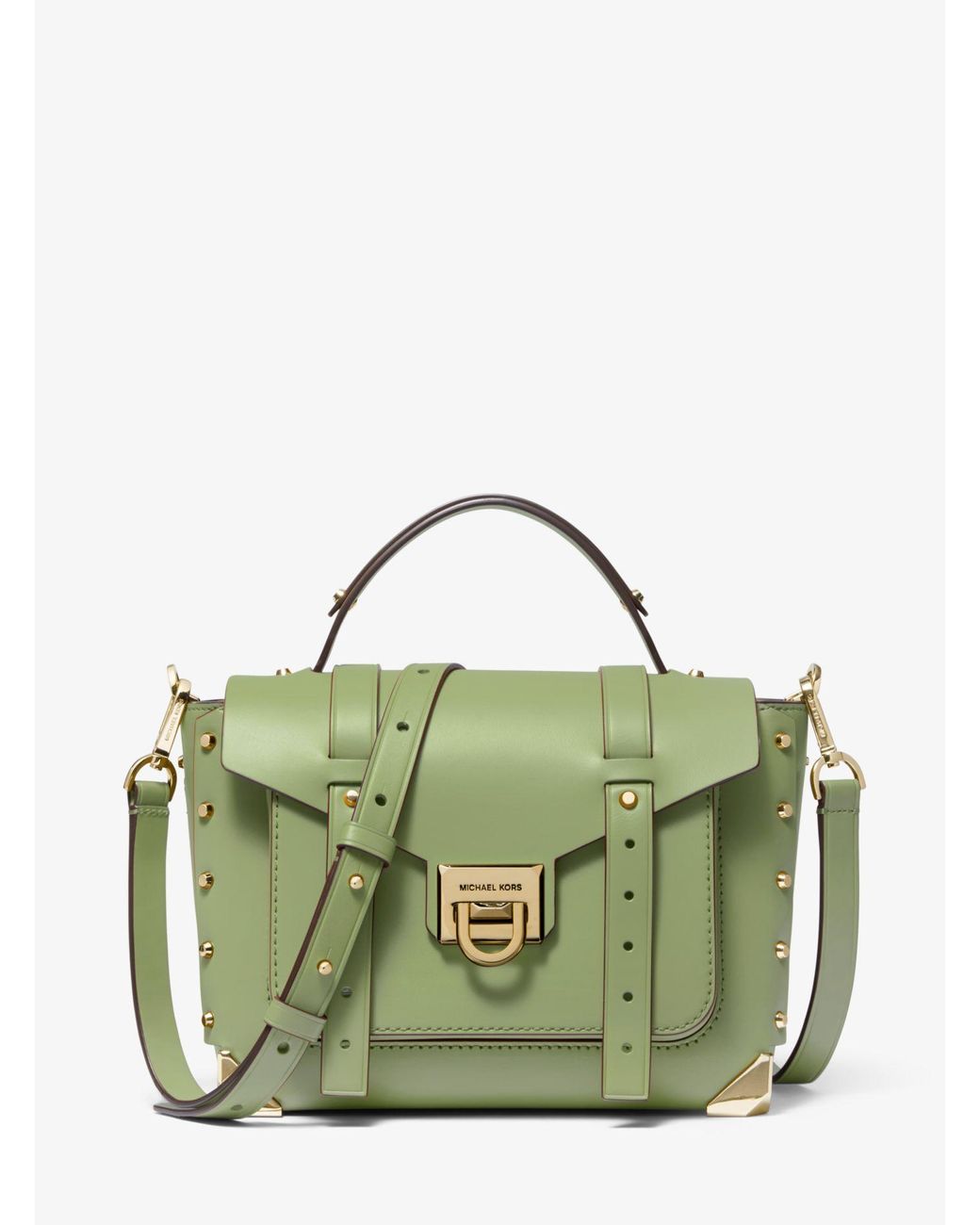 Michael Kors Manhattan Medium Leather Satchel in Green Lyst