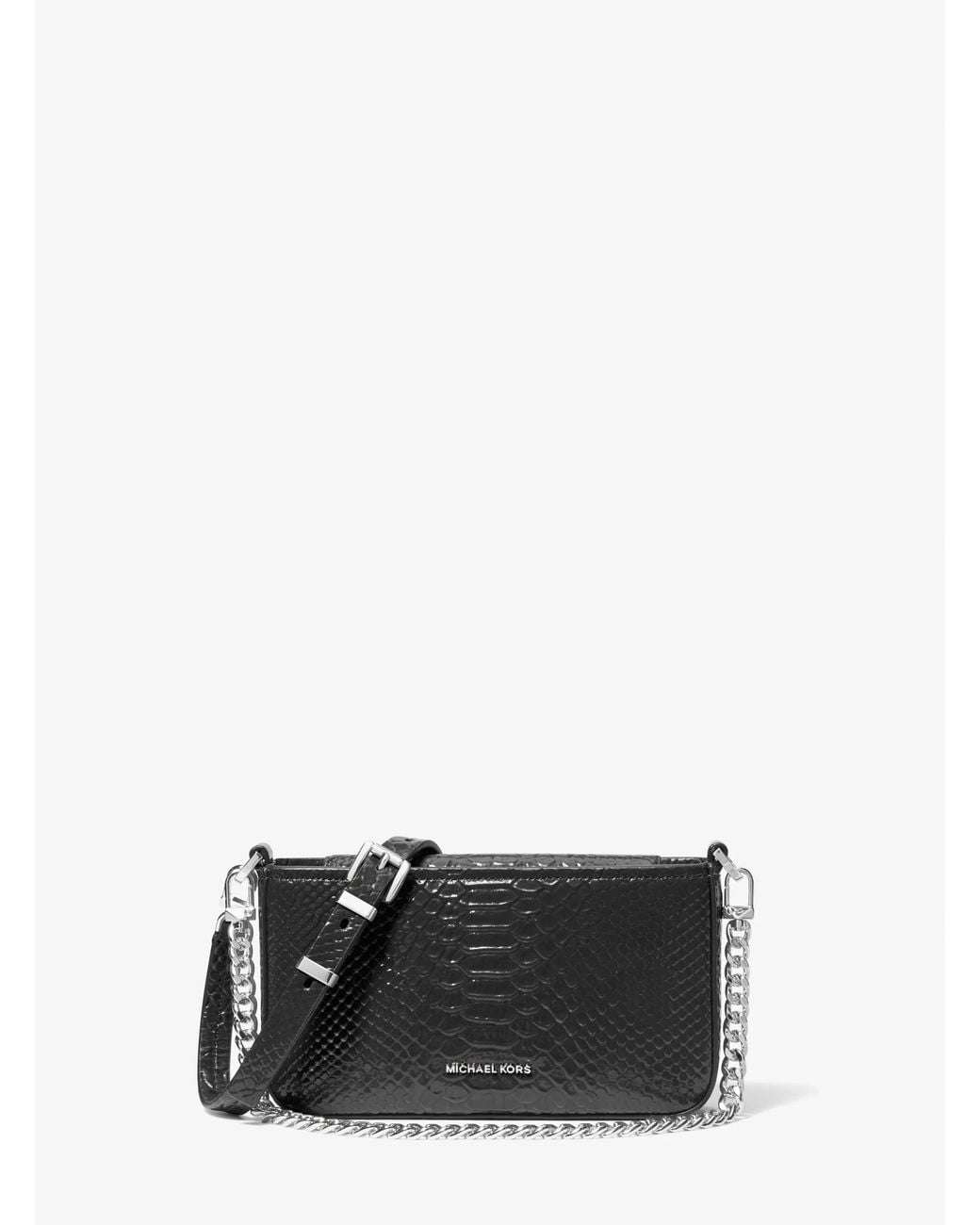 MICHAEL Michael Kors Black Mk Bryant Small Snake Embossed Leather Convertible Crossbody Bag