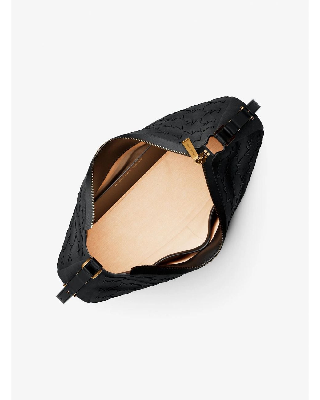 MICHAEL Michael Kors Black Michael Kors Nolita Medium Whipstitched Logo Leather Shoulder Bag