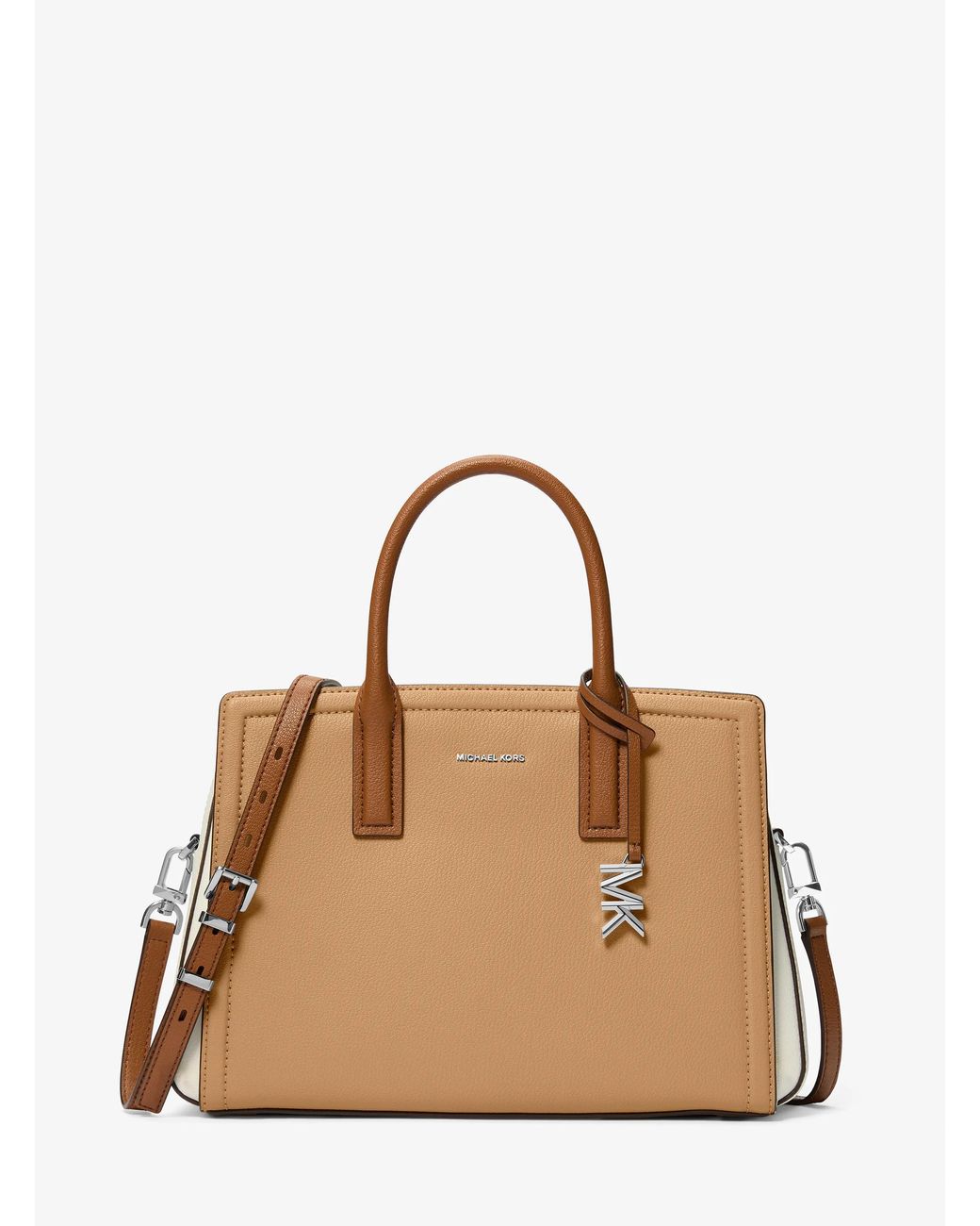MICHAEL Michael Kors Natural Michael Kors Laila Medium Color-Block Leather Satchel