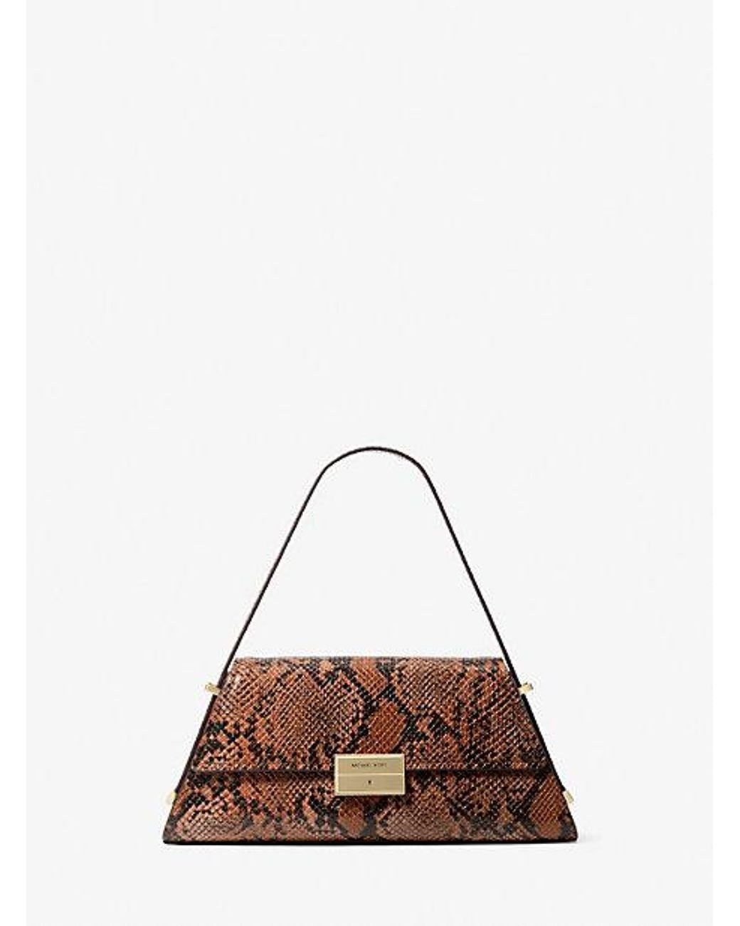 Michael Kors Ludlow Medium Snake Embossed Leather Shoulder Bag in Brown Lyst