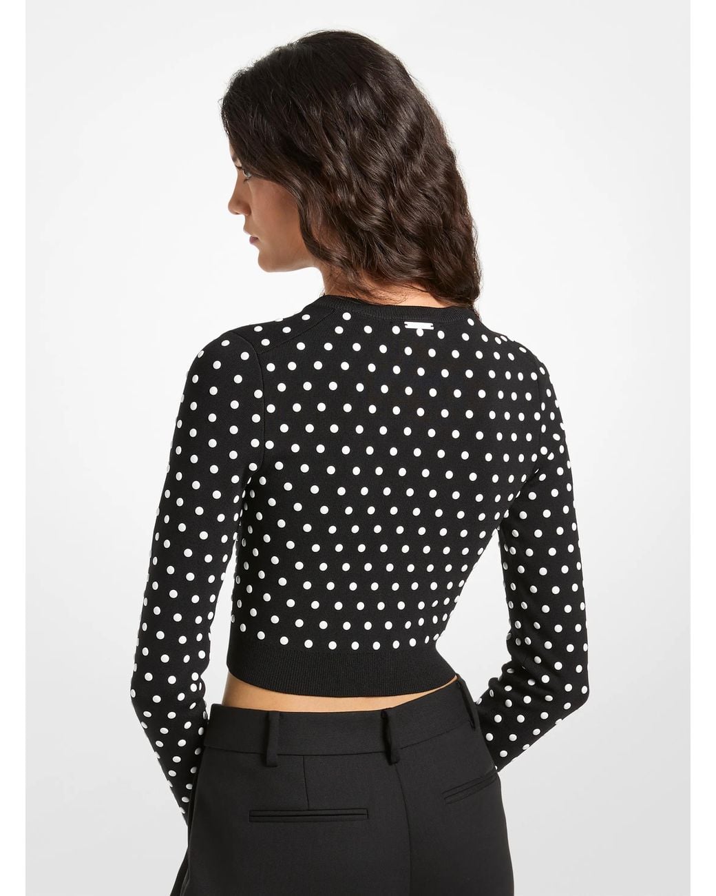 MICHAEL Michael Kors Black Mk Studded Cropped Zip-Up Cardigan