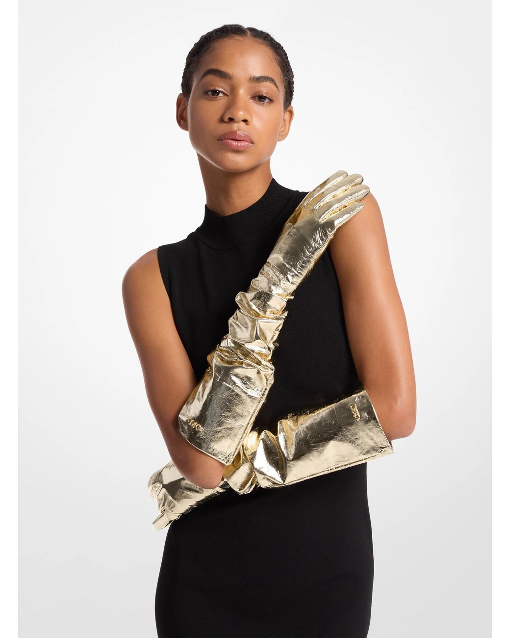 MICHAEL Michael Kors White Leather Opera Gloves