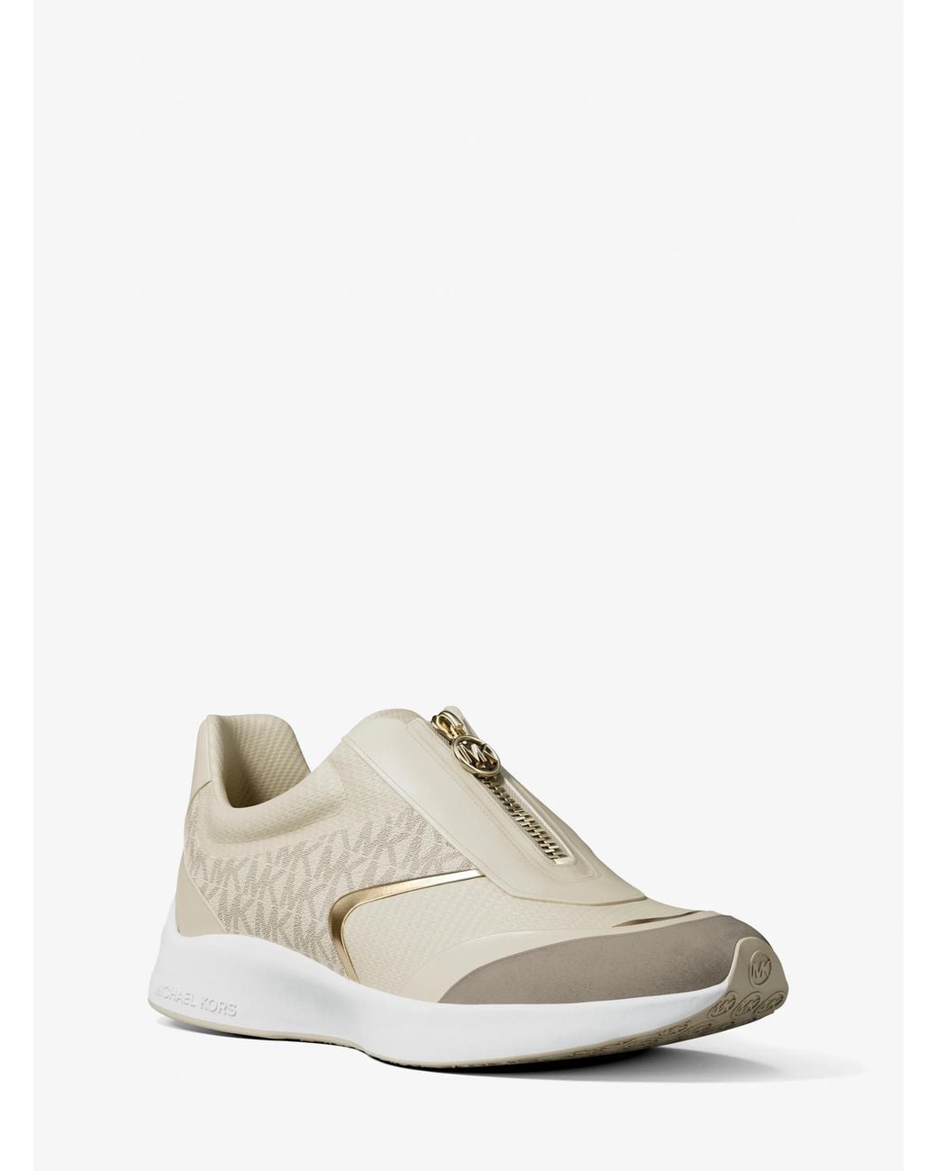 MICHAEL Michael Kors White Mk Thea Mixed-Media Trainer