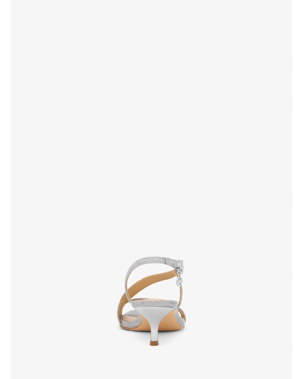 MICHAEL Michael Kors White Mk Jaida Glitter Chain Mesh Kitten Heel Sandal