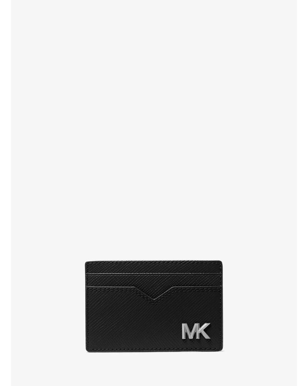 Michael Kors White Mk Edison Saffiano Leather Card Case for men