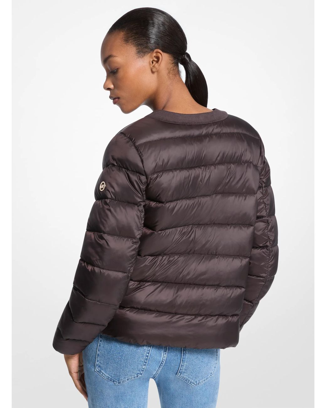MICHAEL Michael Kors Gray Mk Packable Quilted Nylon Puffer Jacket