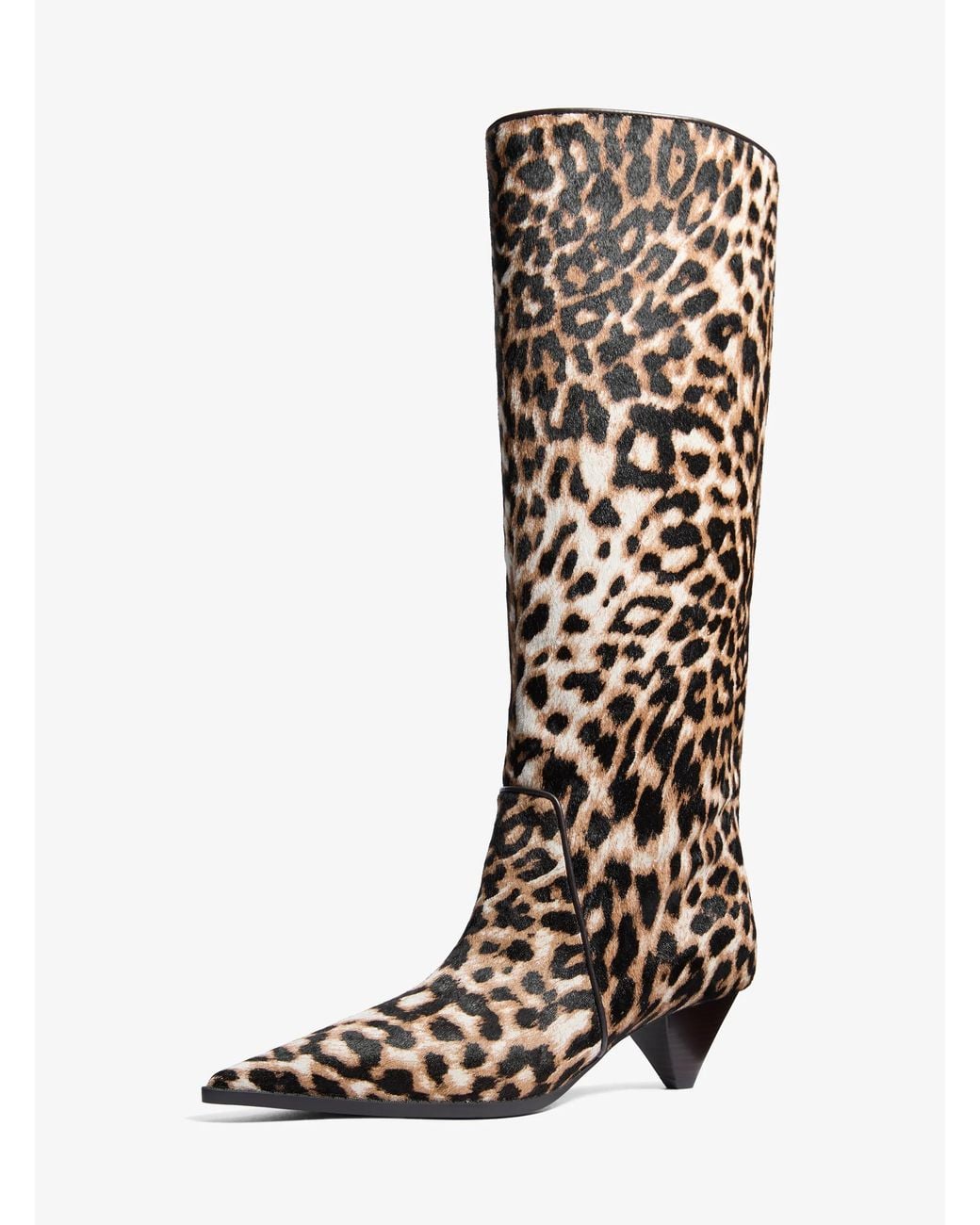 MICHAEL Michael Kors White Michael Kors Jayla Leopard Print Calf Hair Knee-High Boot