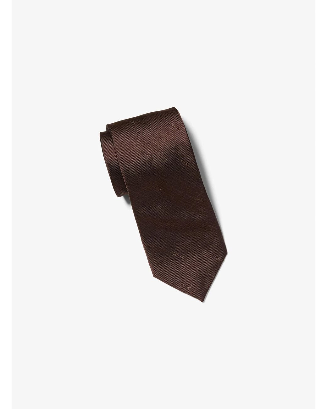 Michael Kors Brown Mk Logo Striped Silk Tie for men
