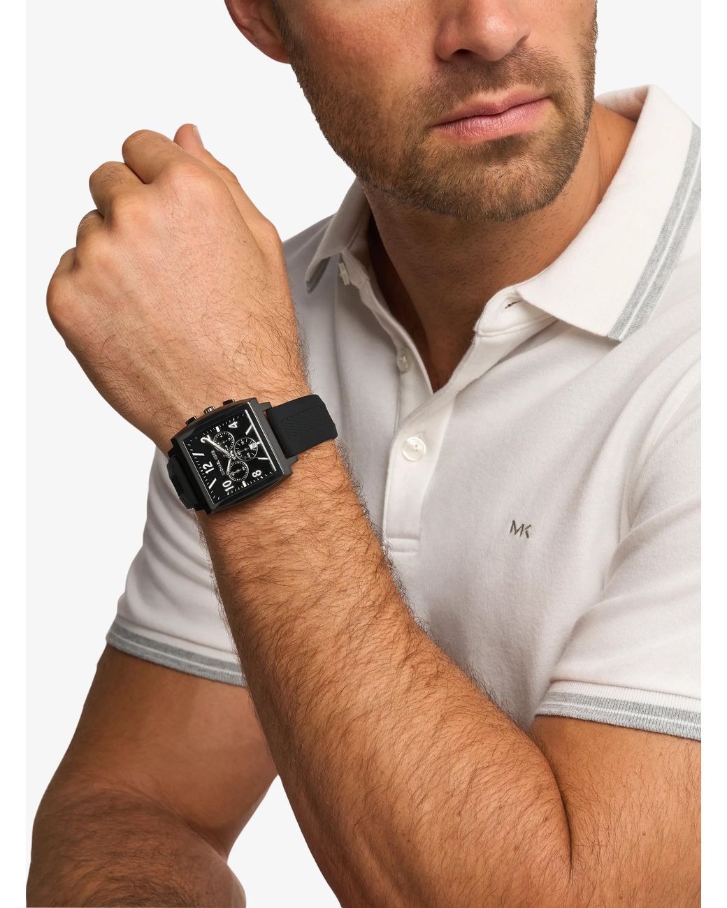 Michael Kors Black Mk Oversized Rhys-Tone And Silicone Watch for men