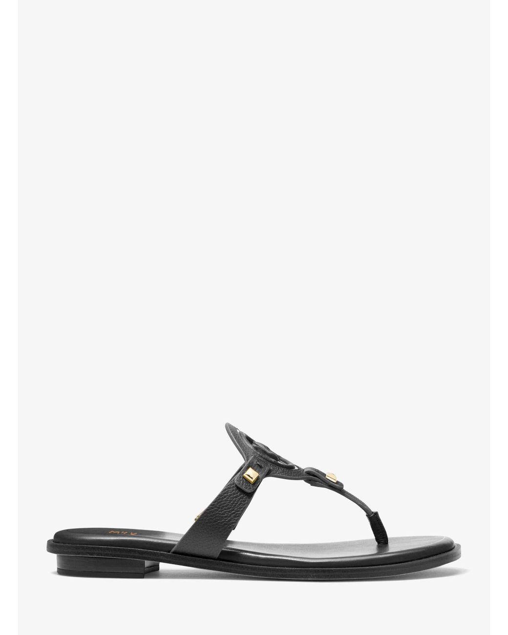 Michael Kors Aubrey Cutout Leather T-strap Sandal in Black