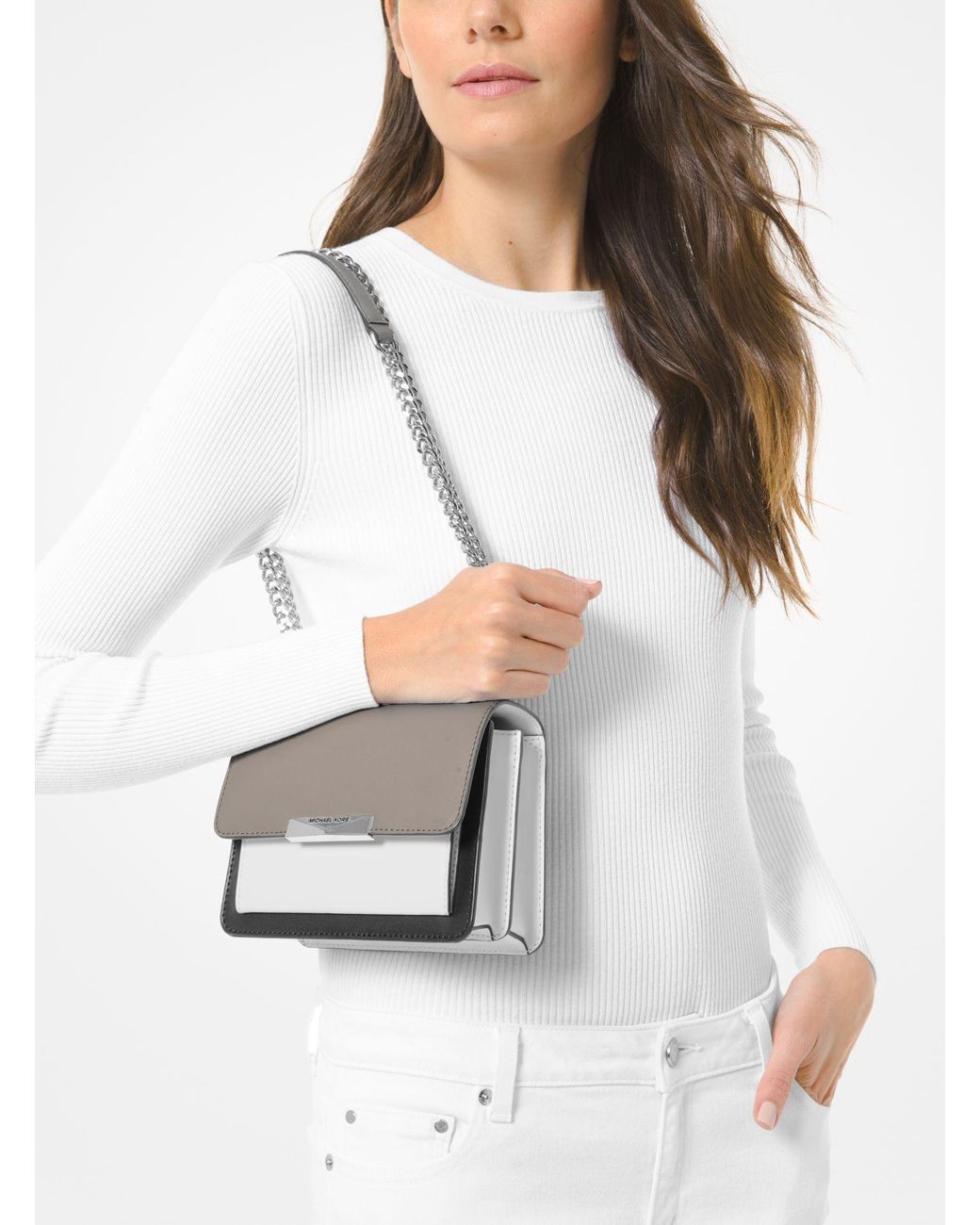 Michael Kors Jade Extra small Tri color Leather Crossbody Bag