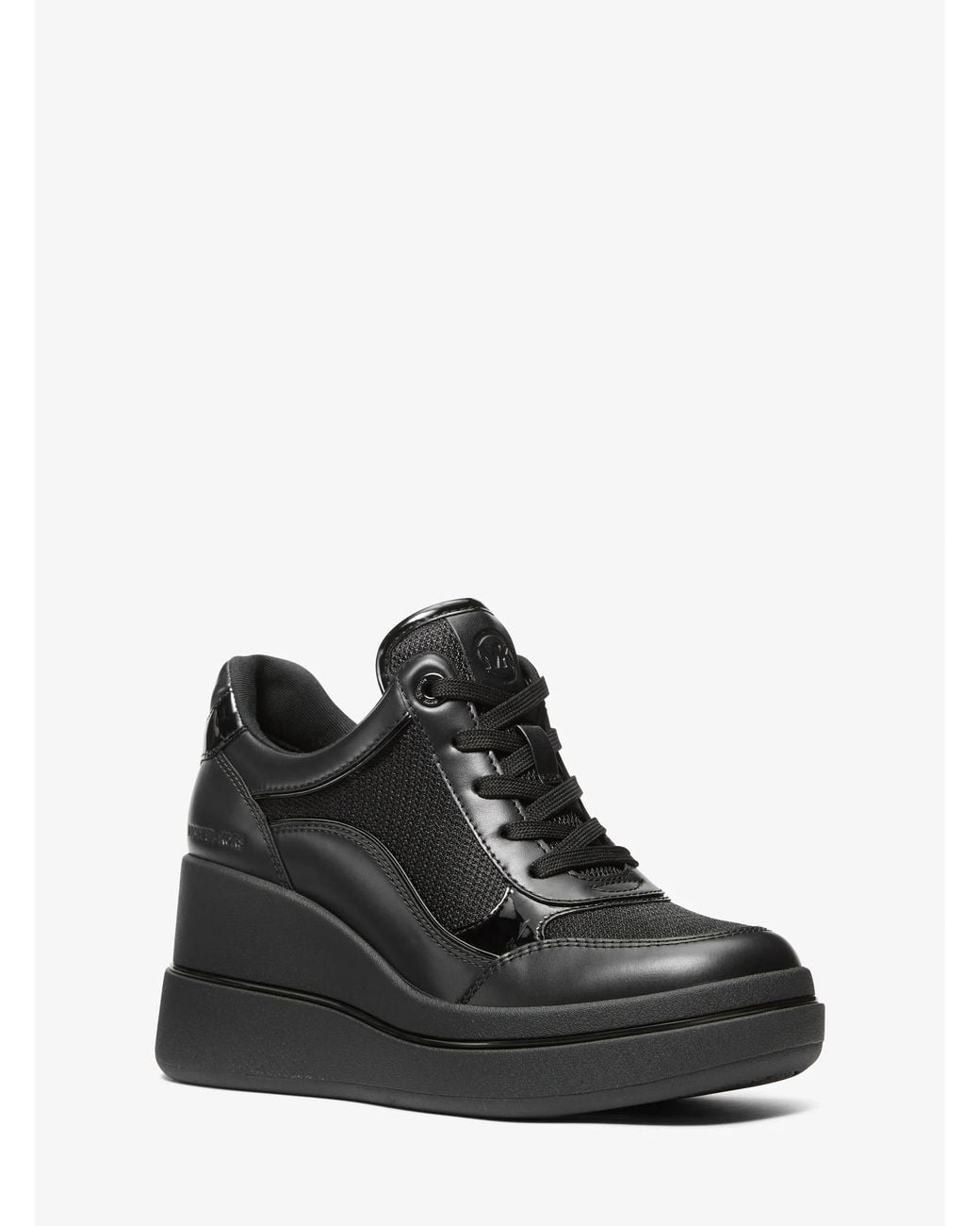MICHAEL Michael Kors Black Michael Kors Emmy Leather And Mesh Wedge Trainer