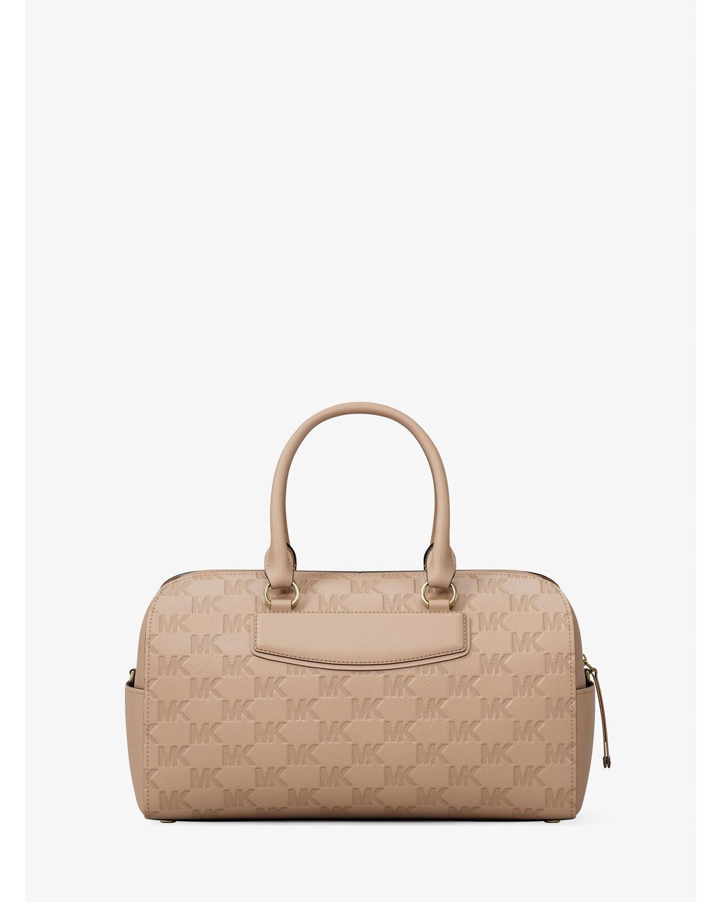 MICHAEL Michael Kors Natural Mk Jet Set Travel Medium Logo Embossed Leather Duffel Crossbody Bag