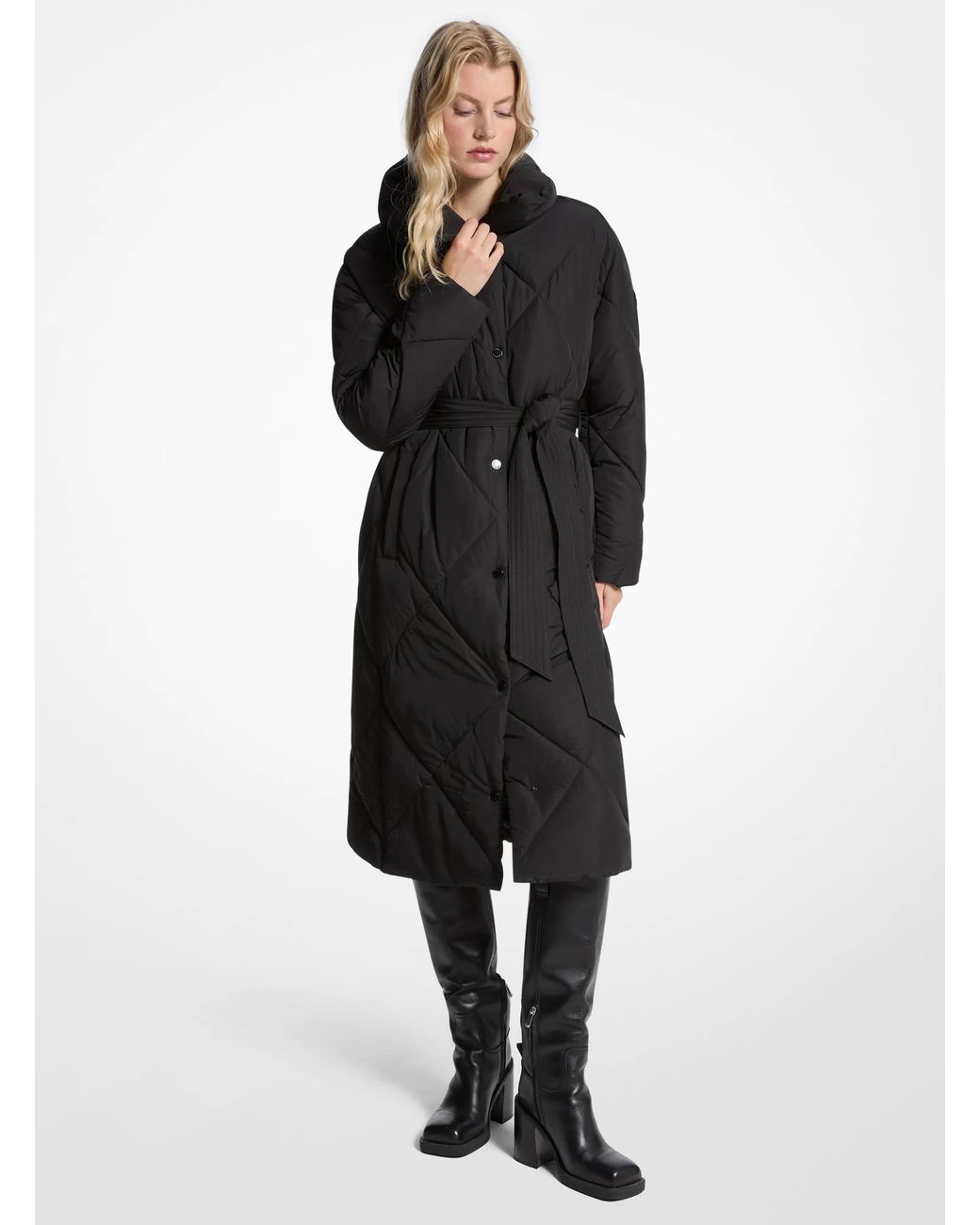 MICHAEL Michael Kors Black Mk Diamond Quilted Puffer Coat