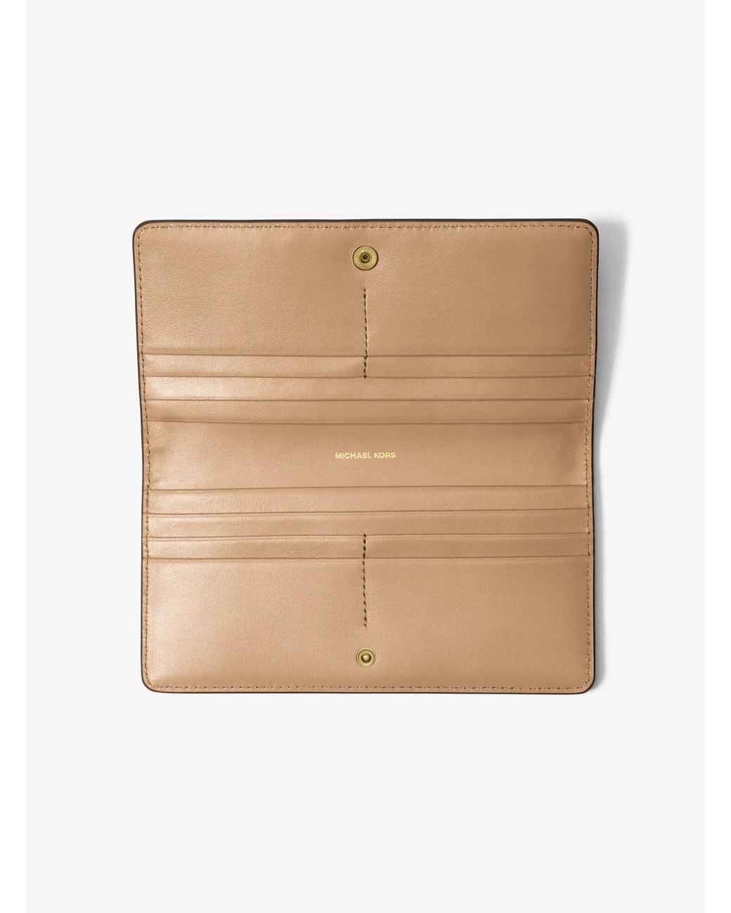 Michael Kors Natural Mk Bryant Large Pebbled Leather Snap-Front Wallet