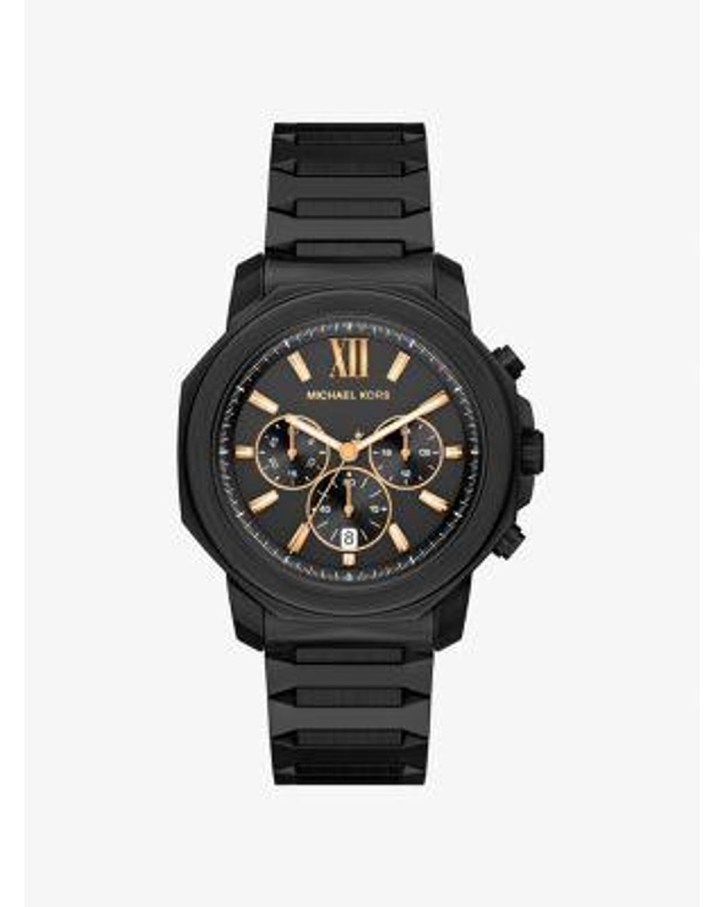 Michael Kors Black Oversized Prescott-Tone Watch for men