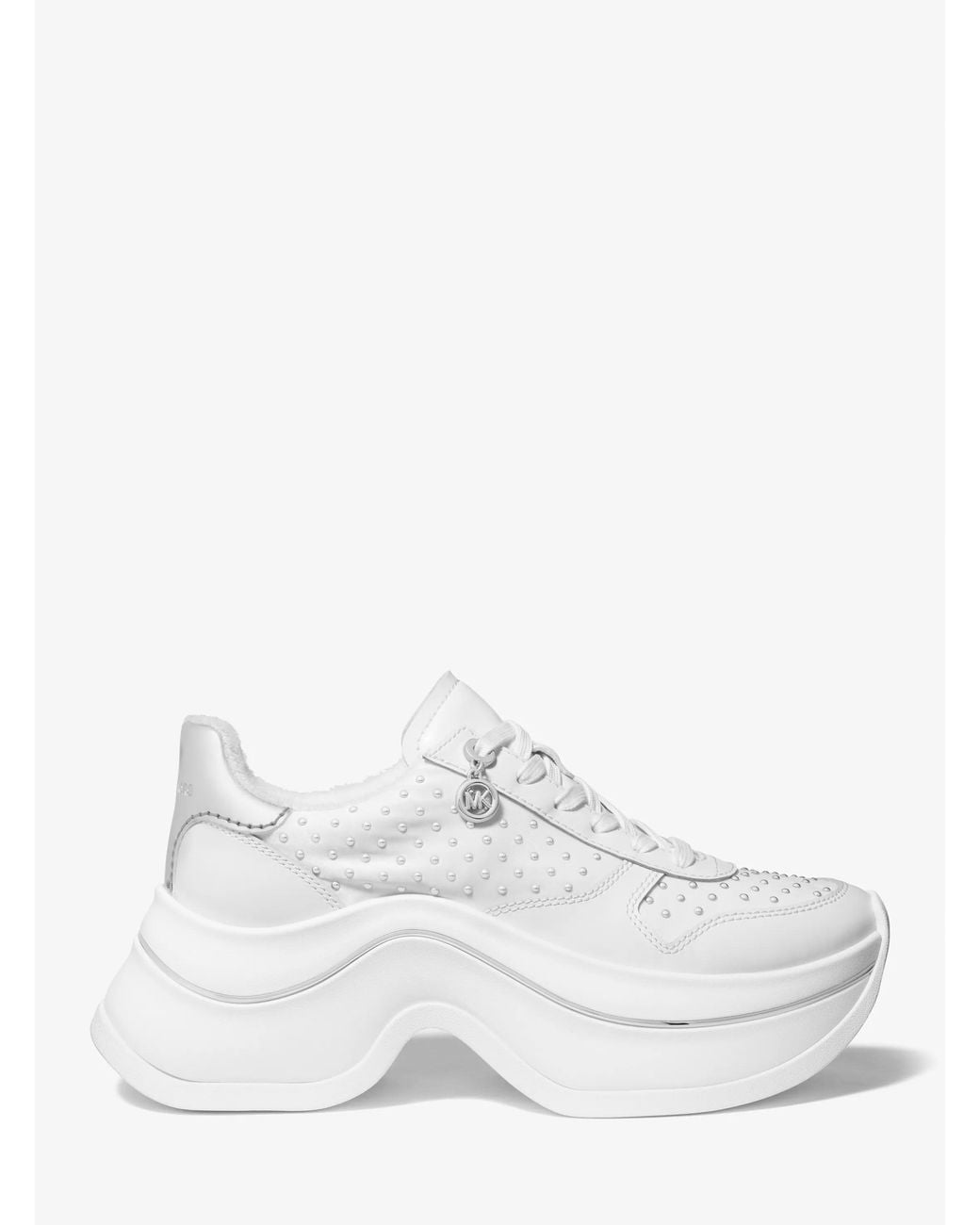MICHAEL Michael Kors White Mk Arla Studded Leather Trainer for men