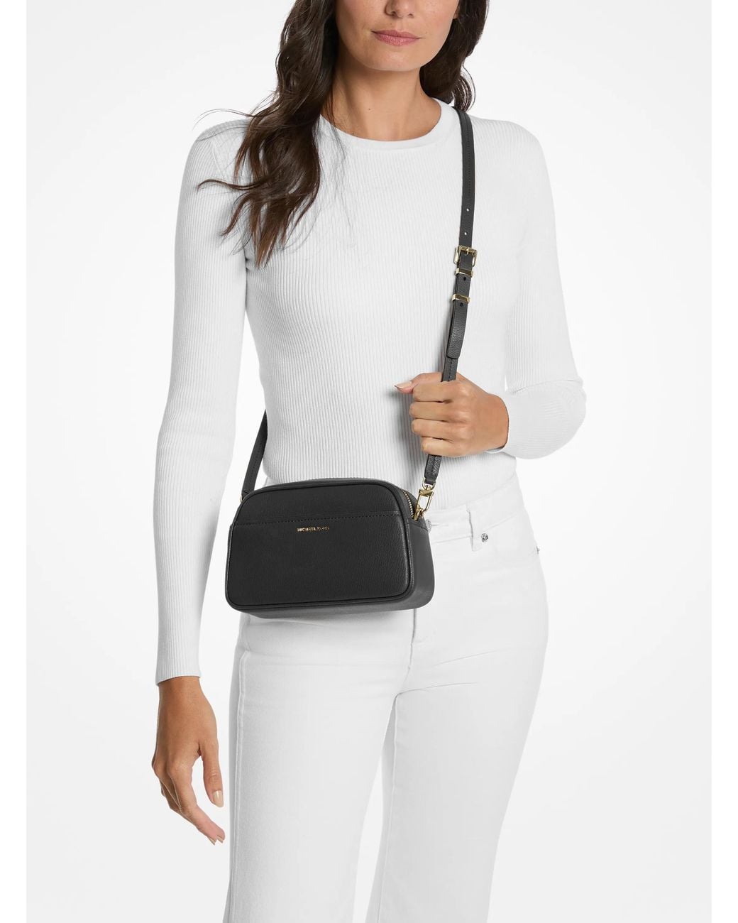 Michael Kors Black Jet Set Small Leather Camera Crossbody Bag