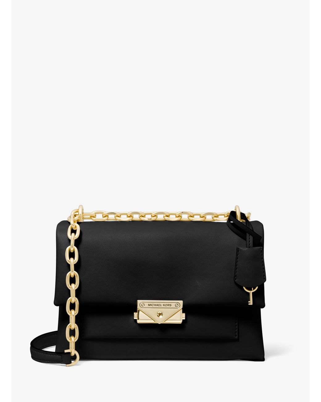 Michael Kors Cece Medium Faux Leather Shoulder Bag in Black | Lyst