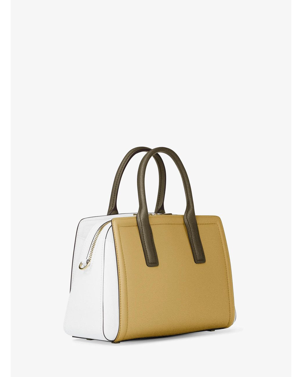 MICHAEL Michael Kors Natural Mk Laila Medium Color-Block Pebbled Leather Satchel