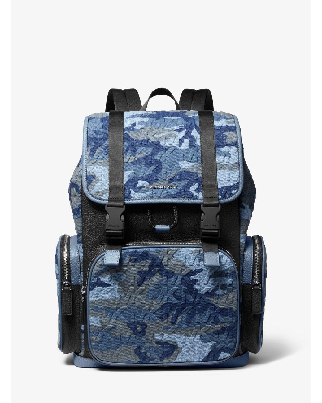 Michael Kors Cooper Printed Denim And Leather Backpack in Blue for Men