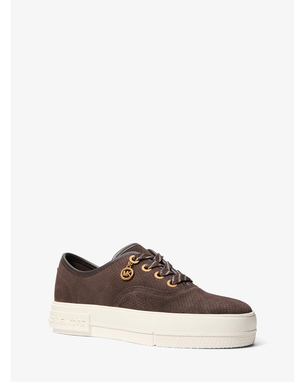 MICHAEL Michael Kors Brown Mk Lindsey Perforated Suede Platform Trainers
