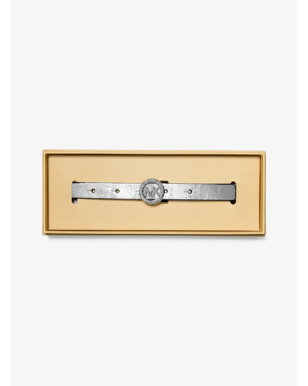 MICHAEL Michael Kors White Michael Kors Embellished Metallic Leather Belt