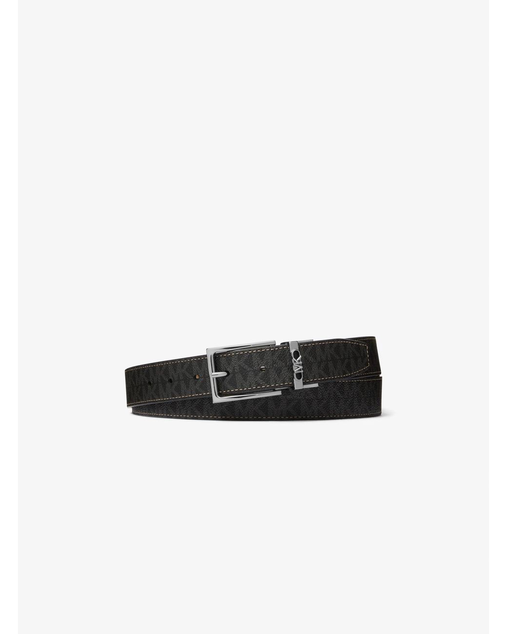 Michael Kors White Mk Reversible Logo And Leather Belt for men