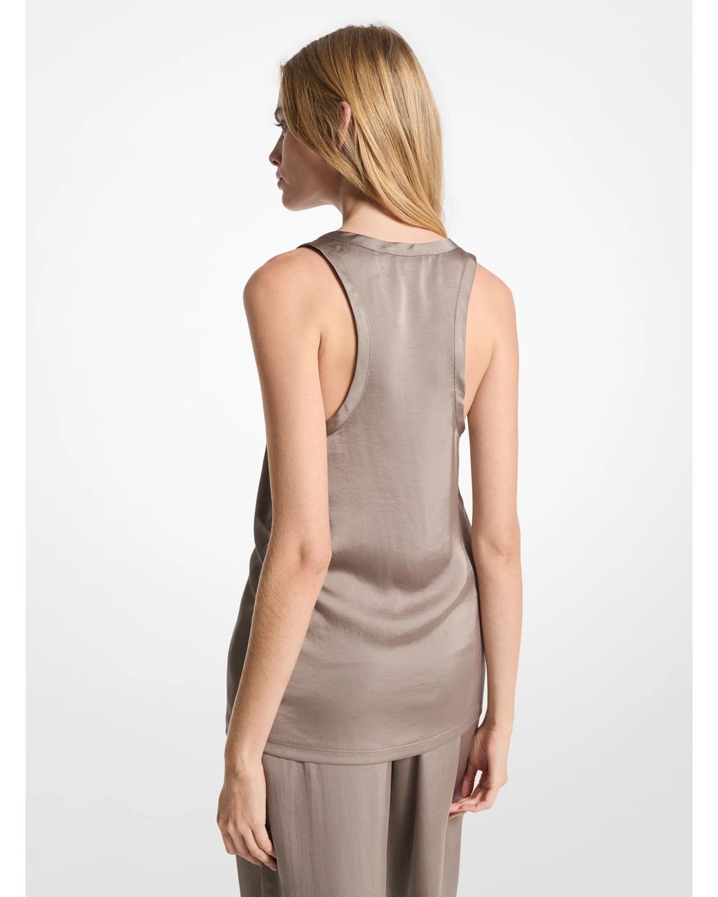 MICHAEL Michael Kors Natural Mk Satin Racerback Vest