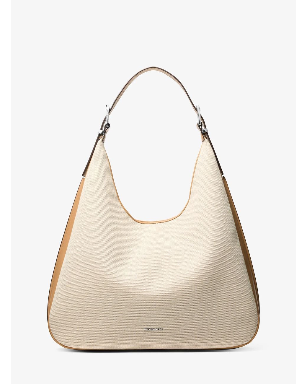 MICHAEL Michael Kors Natural Mk Nolita Large Two-Tone Canvas Hobo Shoulder Bag