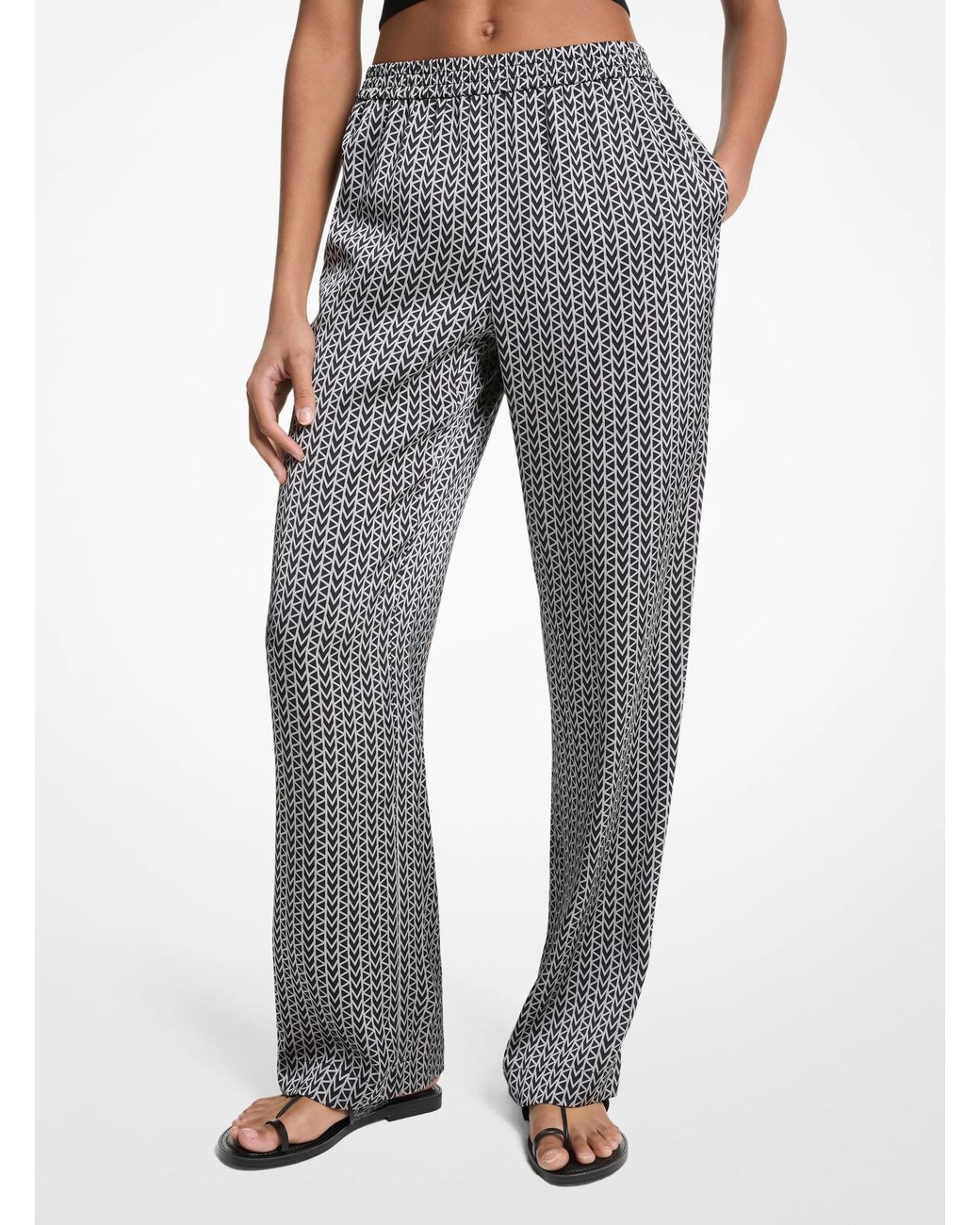 MICHAEL Michael Kors Gray Mk2000 Logo Satin Pants