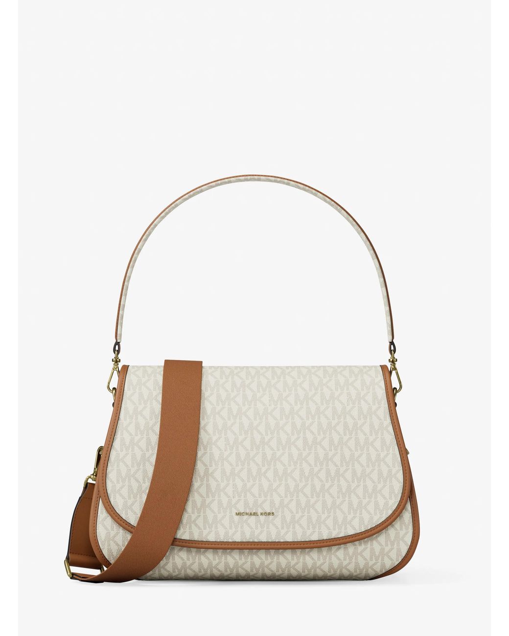 MICHAEL Michael Kors White Mk Holmes Medium Signature Logo Convertible Messenger Bag