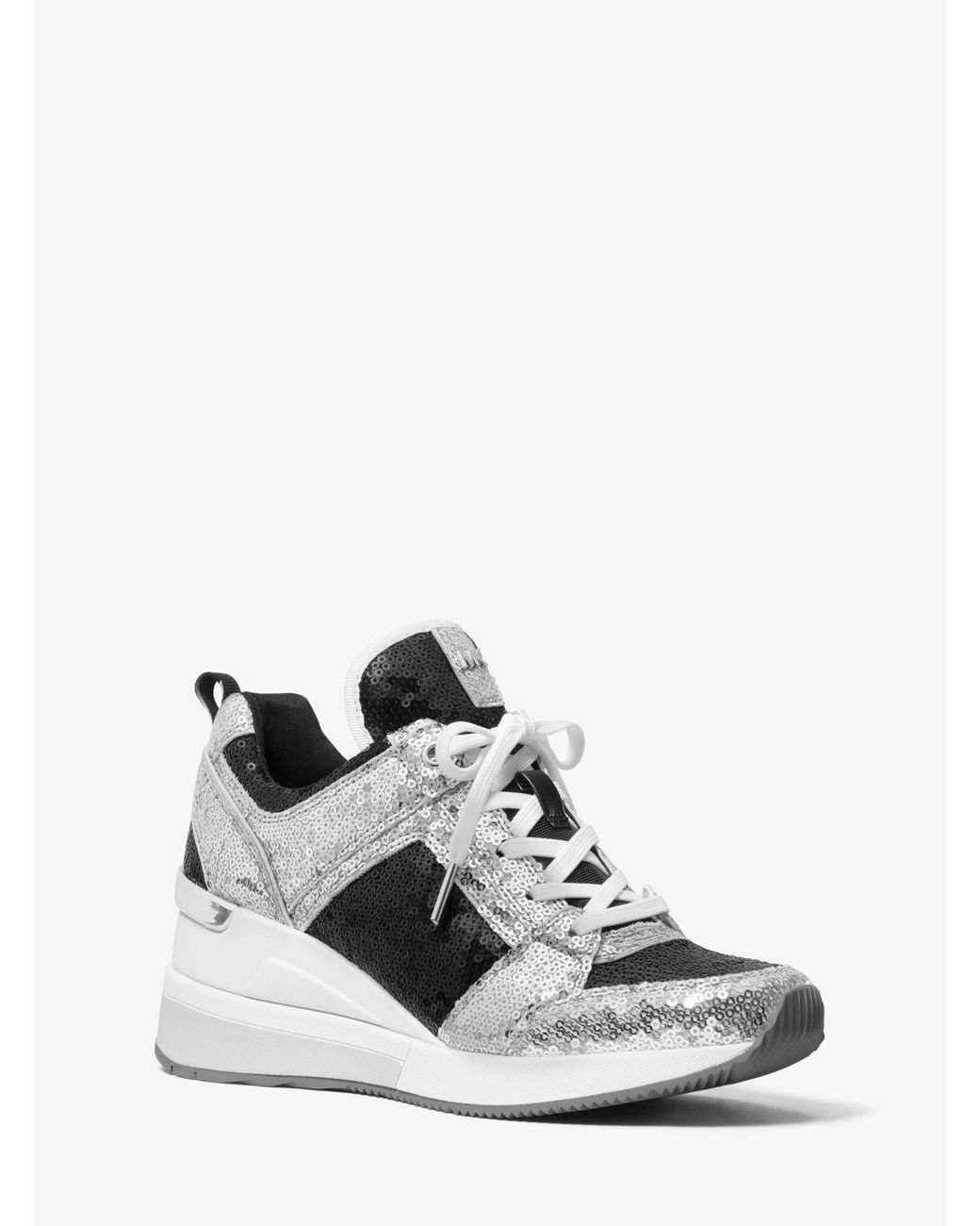 michael michael kors georgie leather and canvas trainer