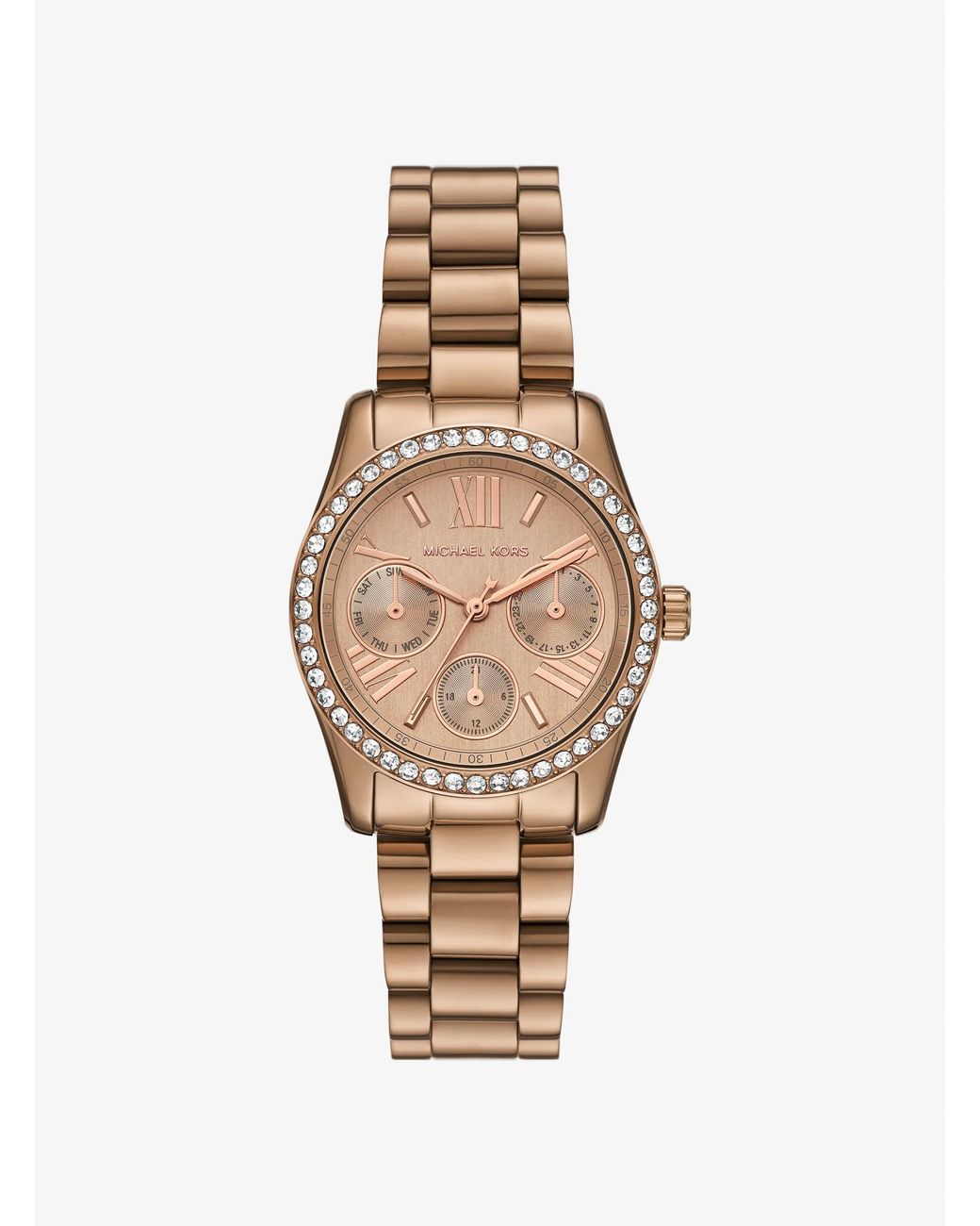 Michael Kors Metallic Mk Mini Lexington Pavé Brushed-Tone Watch