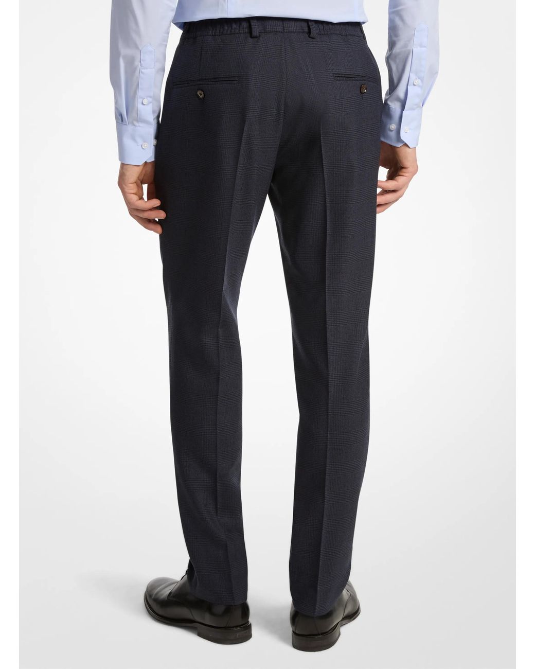 Michael Kors Blue Mk Glen Plaid Wool Blend Suit Trousers for men