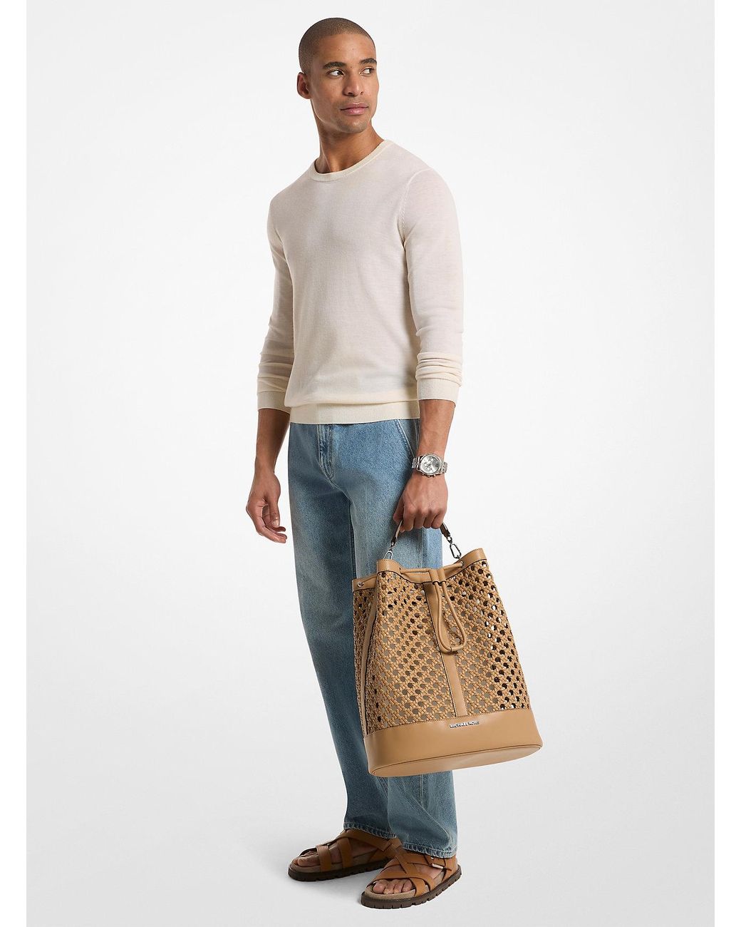 Mkmochila Whitley Mediana Tejida A Mano Michael Kors de hombre de color Natural