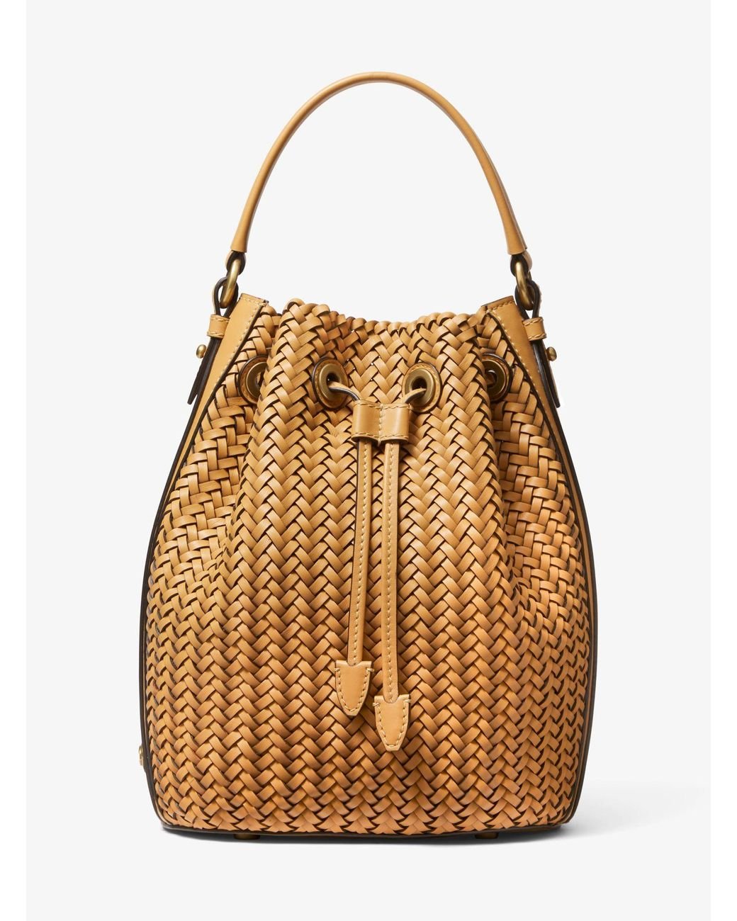 Michael Kors Carole Handwoven Leather Bucket Bag Lyst