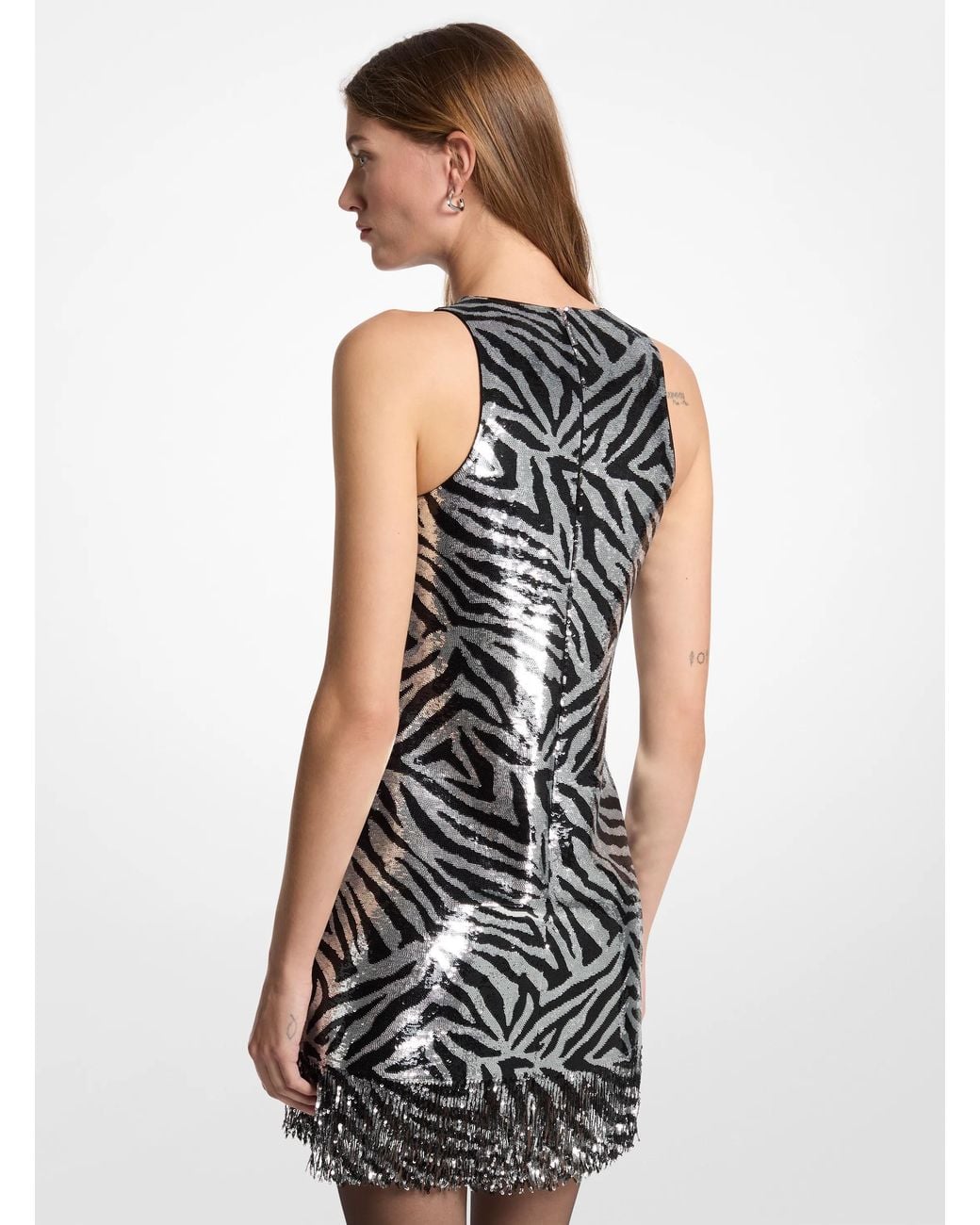 MICHAEL Michael Kors Black Michael Kors Zebra Sequined Georgette Mini Dress