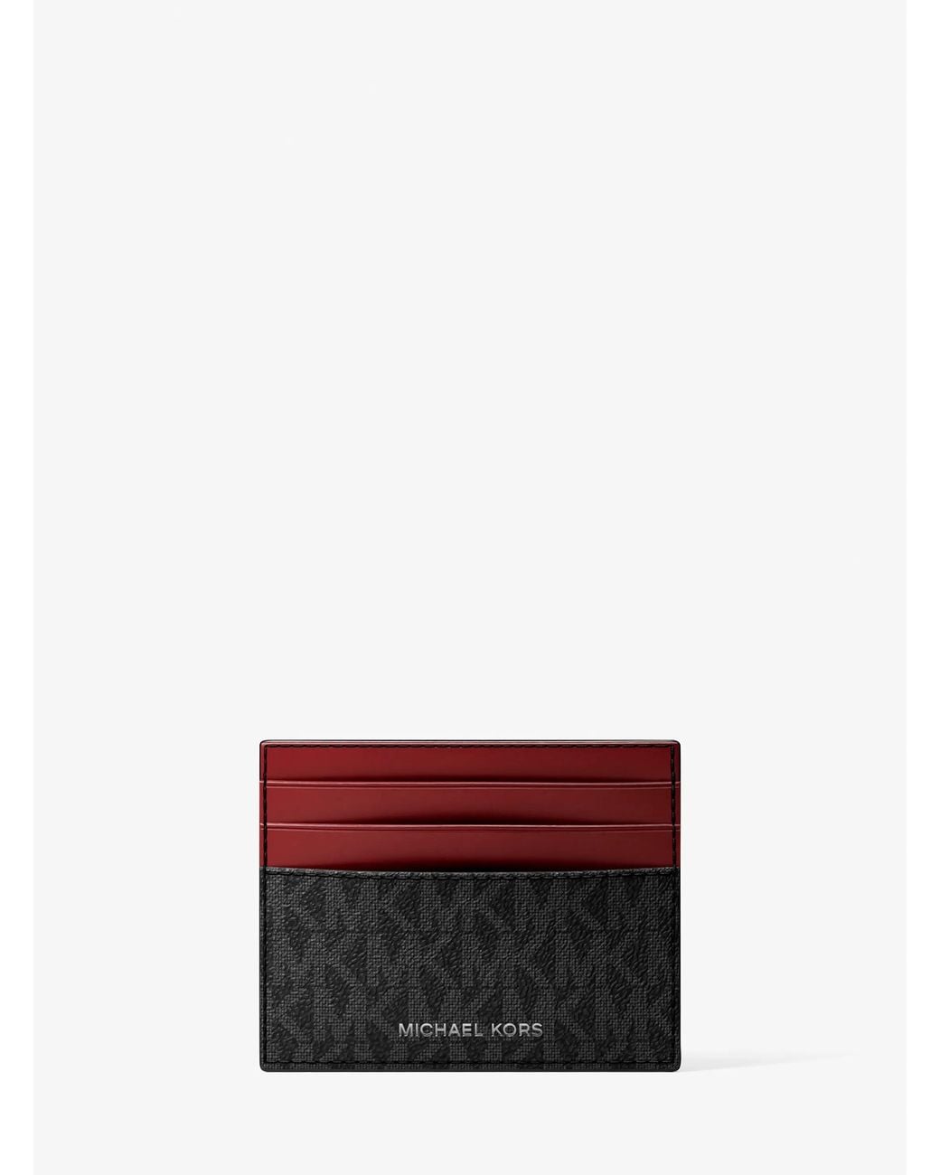 Michael Kors Red Mk Hudson Signature Logo Tall Card Case for men