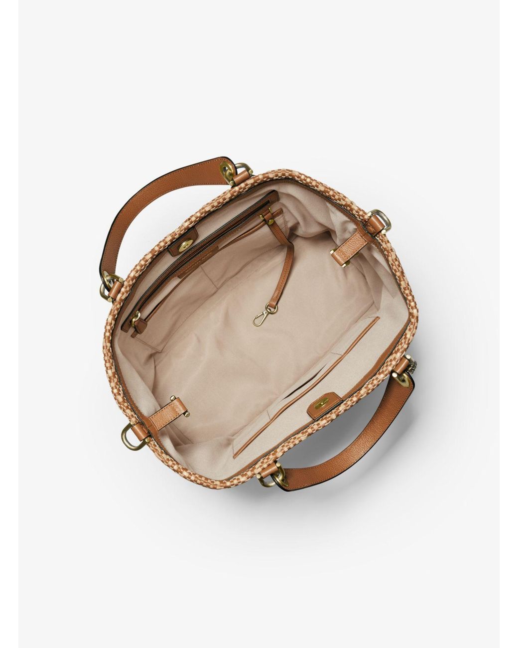 Michael kors brooklyn large woven leather satchel sales