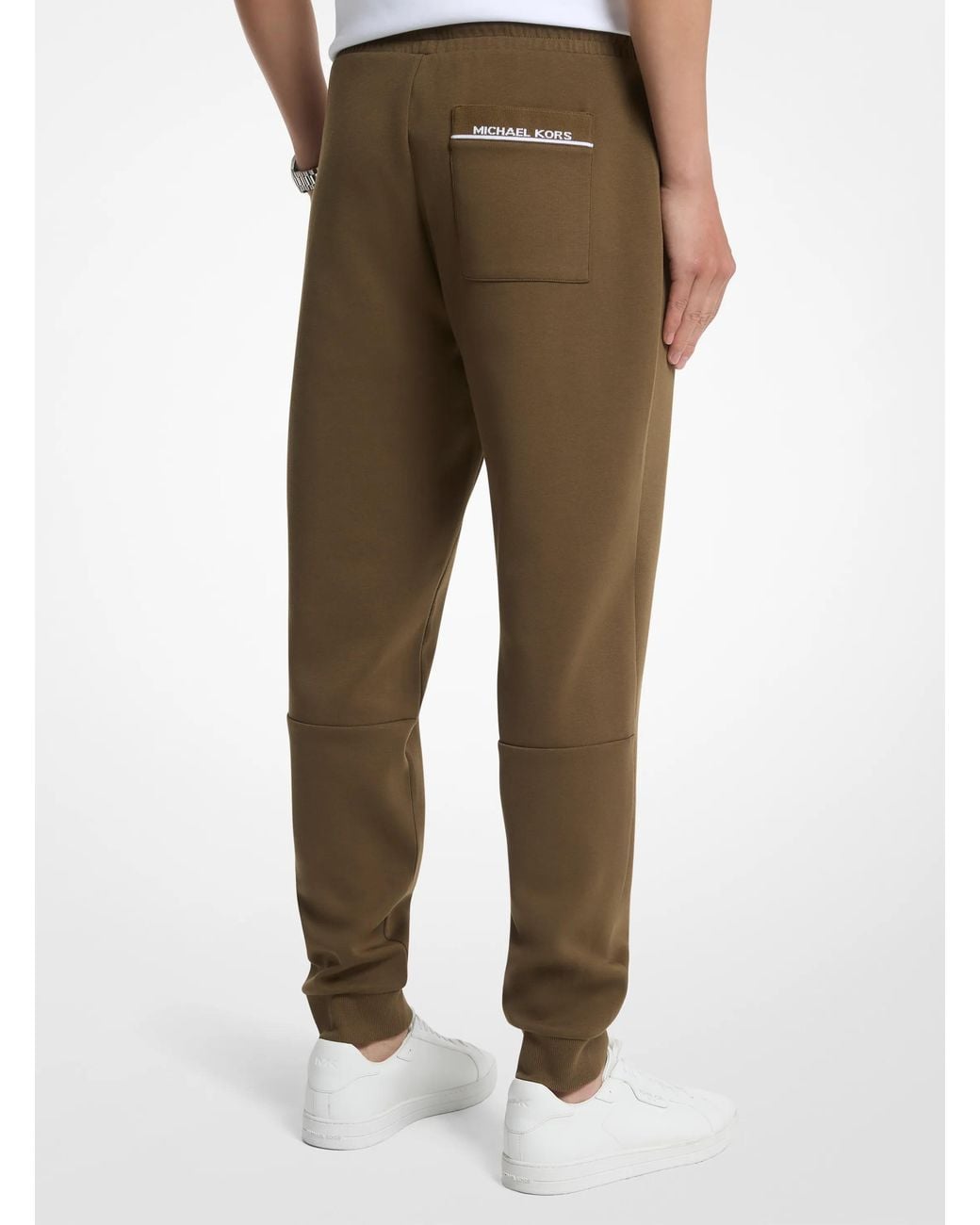 Michael Kors Natural Mk Logo Trim Cotton Blend Joggers for men