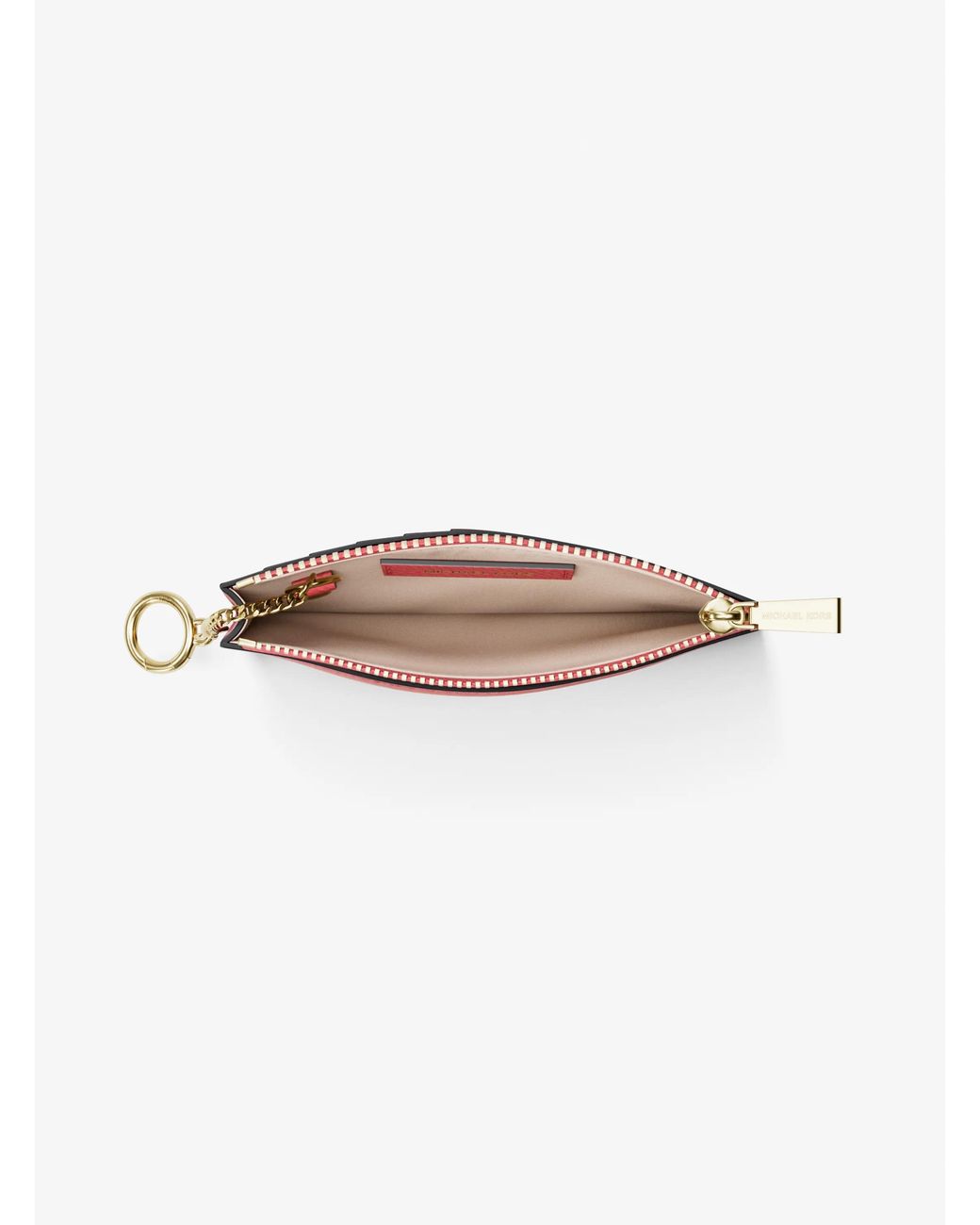 MICHAEL Michael Kors Pink Mk Jet Set Small Two-Tone Pebbled Leather Card Case