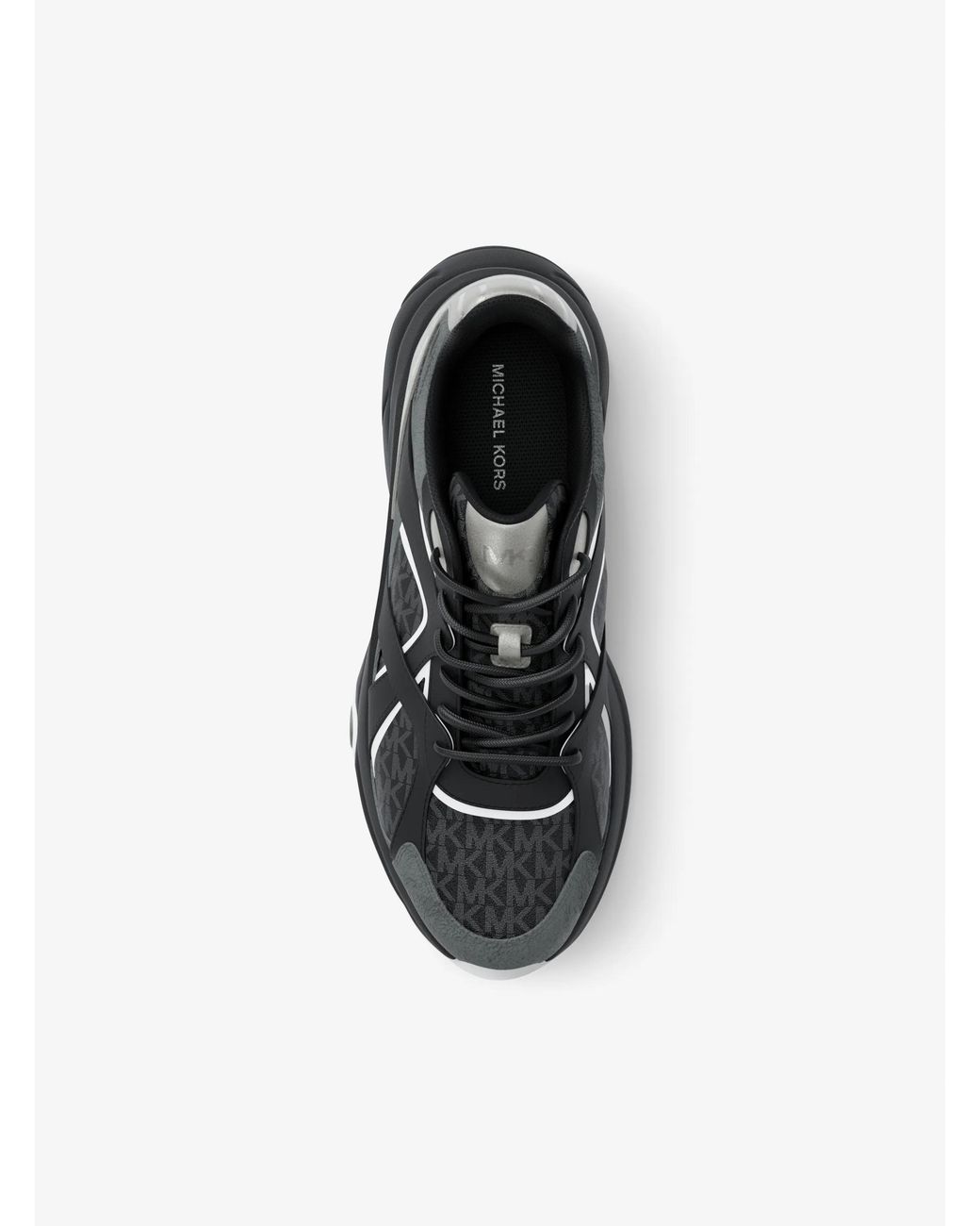 Michael Kors White Mk Leo Mixed-Media Trainer for men