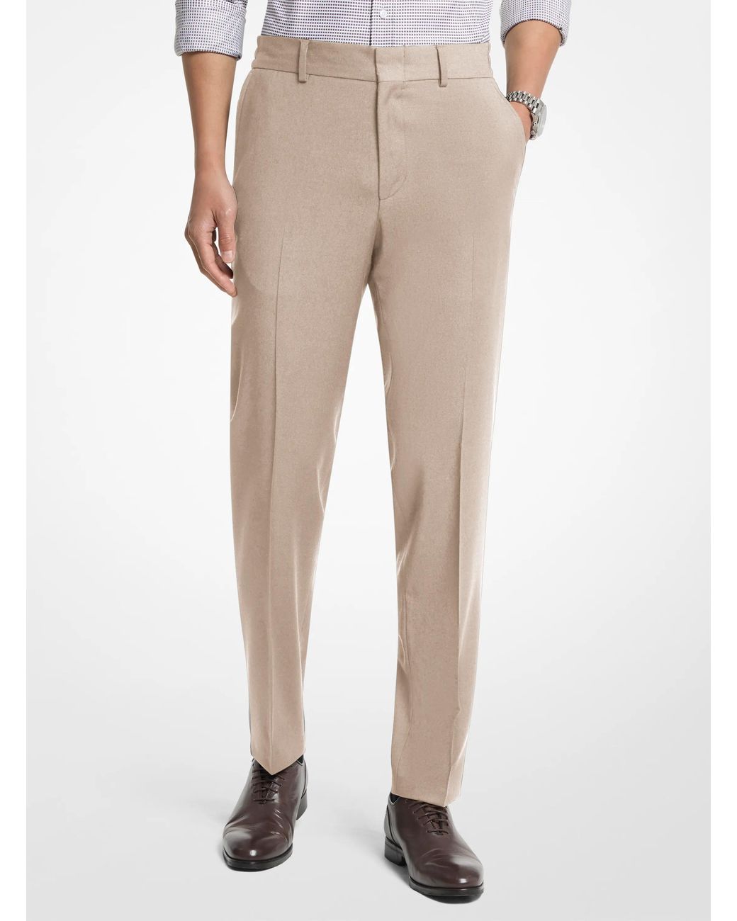 Michael Kors Natural Mk Slim-Fit Wool Blend Trousers for men