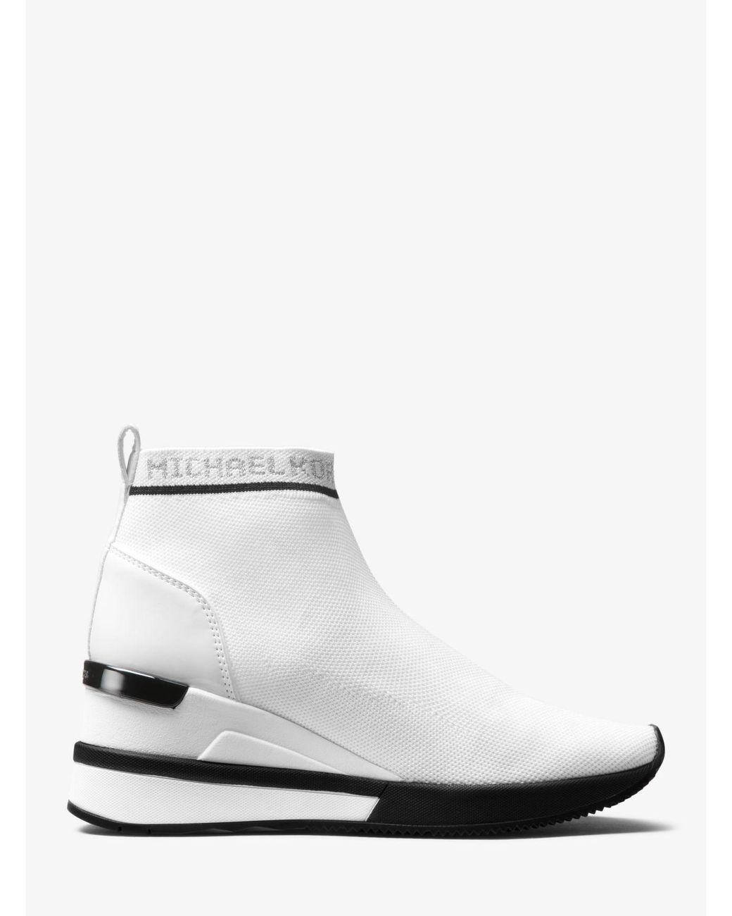 Michael Kors Skyler Logo Stretch-knit Sock Sneaker in White | Lyst