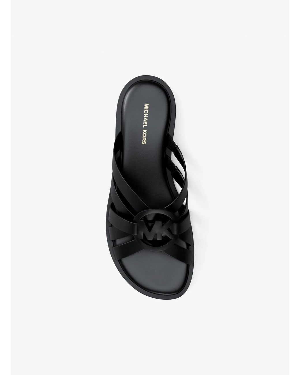 MICHAEL Michael Kors Black Michael Kors Erika Leather Slide Sandal