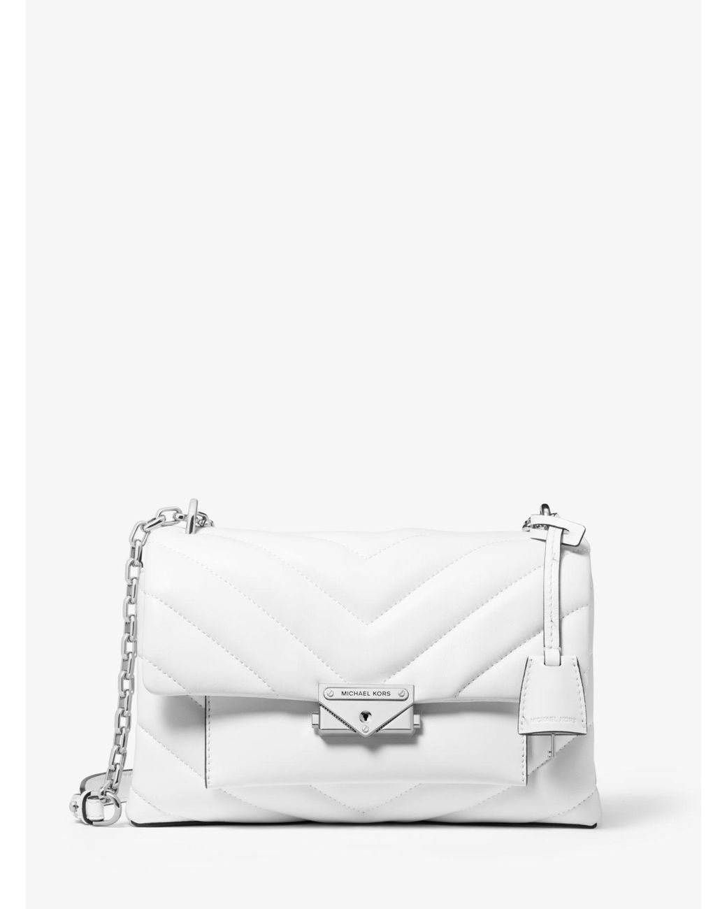 Michael Kors Medium Cece Quilted Optic White Leather Shoulder Bag Acce |  Lyst