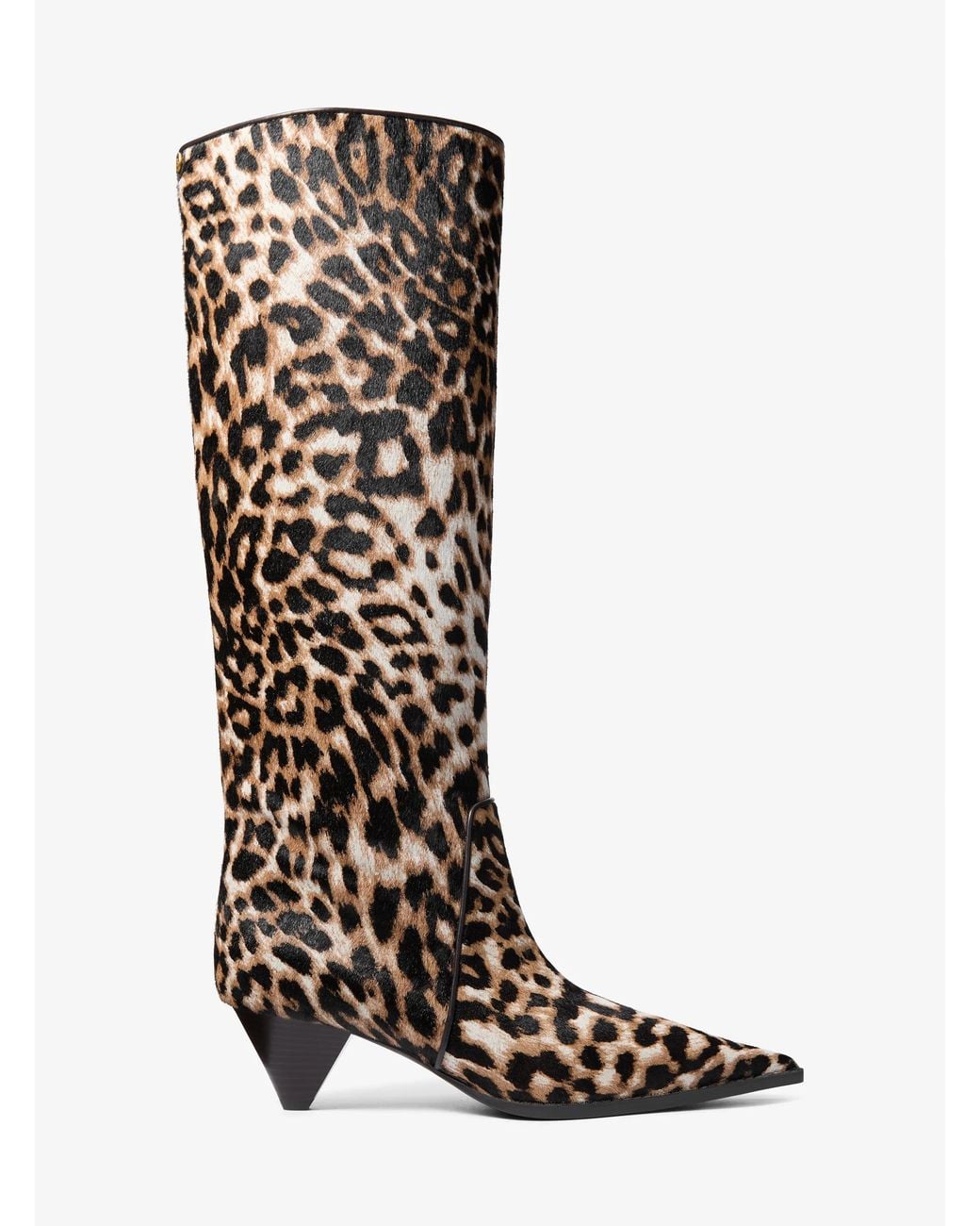 MICHAEL Michael Kors White Michael Kors Jayla Leopard Print Calf Hair Knee-High Boot