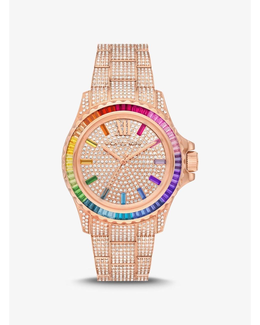 Michael Kors Pride Limited edition Oversized Everest Rainbow Pave Rose gold Tone Watch in Metallic Lyst UK